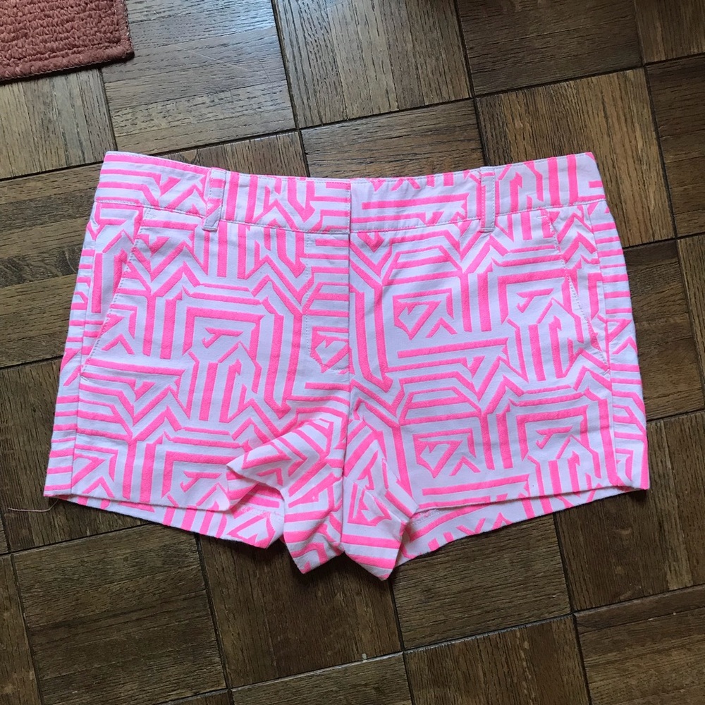 J. Crew Chino shorts pink Aztec print